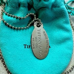 Tiffany Long Oval ‘Please Return to Tiffany’ Tag, Ball Chain 925